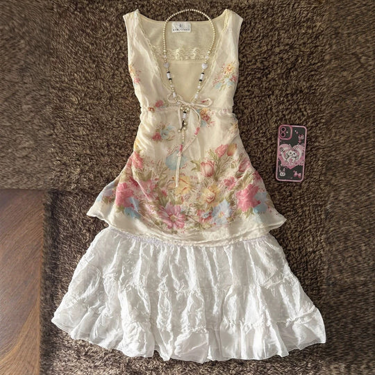Damen Verspieltes Blumentop R&B