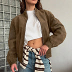 Damen lässige Wildlederjacke im oversized Schnitt R&B