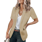 Damen Kurzärmeliges Blazer-Jackett mit Taschen und schmalem Schnitt R&B