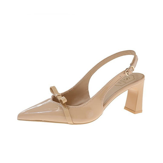 Damen Slingback-Pumps mit spitz zulaufendem Design und glänzender Oberfläche R&B