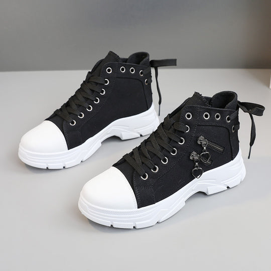 Damen modische High-Top Sneakers mit Reißverschluss und robustem Profil R&B