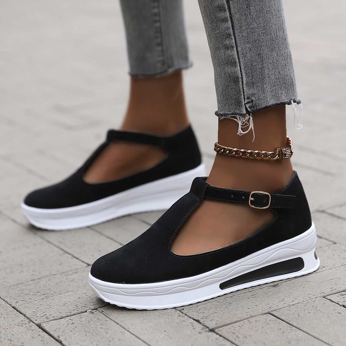 Damen Bequeme und modische Mary Janes mit verstellbarem Riemen