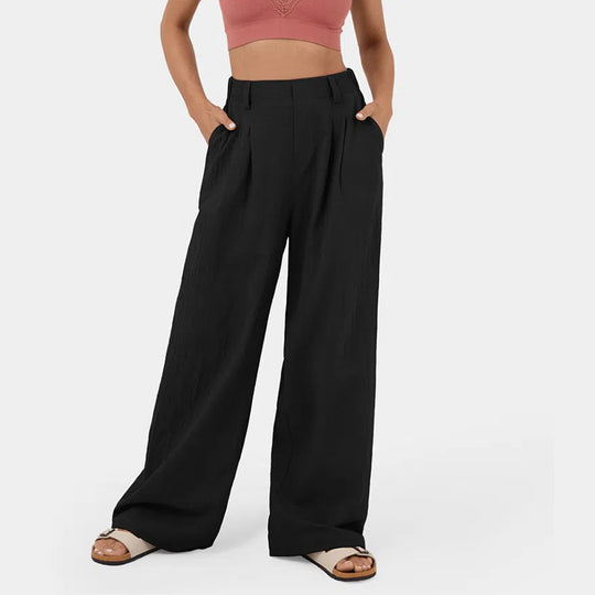 Damen Weite Chinohose mit elegantem Faltenwurf und seitlichen Taschen R&B