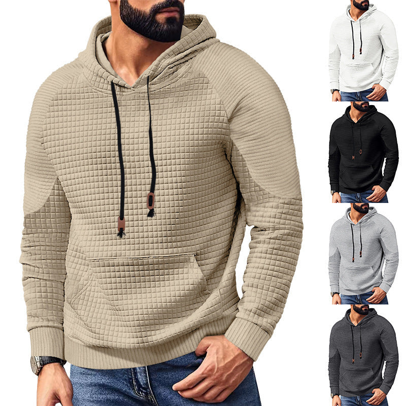 Herren Kapuzenpullover mit strukturierter Oberfläche und praktischen Taschen R&B