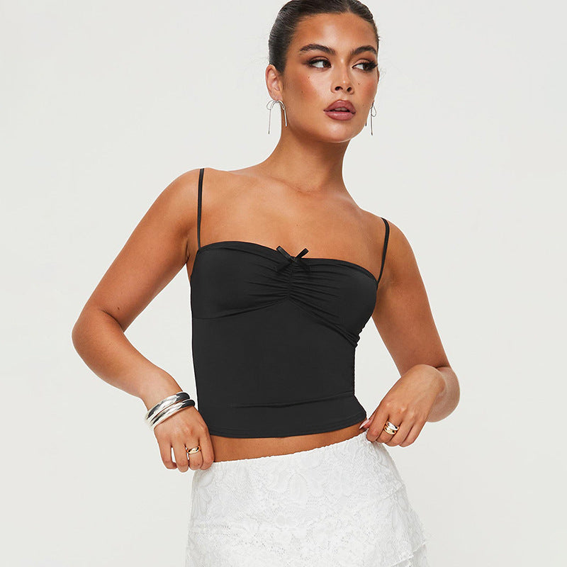 Damen Figurbetontes Spaghetti-Trägershirt mit süßer Raffung R&B
