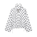 Damen nan leichte gepunktete Windbreaker-Jacke mit Tunnelzug und Stehkragen R&B