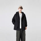 Herren Windbreaker-Jacke mit verstellbarem Kapuzenkragen und praktischen Taschen