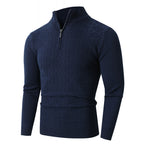 Herren Strickpullover mit modernem Zopfmuster und Halbreißverschluss R&B