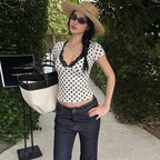 Damen Polka-Dots Spitzenoberteil R&B