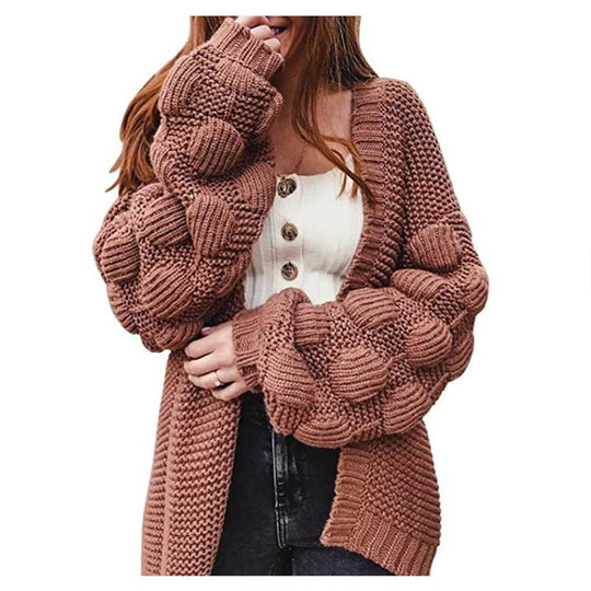 Damen Strickjacke mit strukturierten Ärmeln R&B