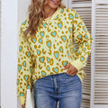 Damen verspielter Pullover mit Herz- und Leopardenmuster