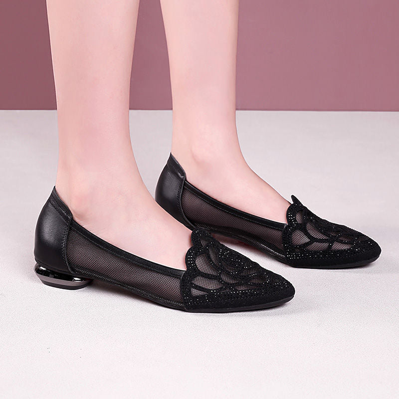 Damen Ballerinas mit eleganten Spitzen und flacher Sohle R&B