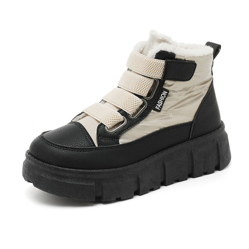 Damen gefütterte Winterstiefel mit robustem Gummi-Profil und verstellbarem Klettverschluss R&B