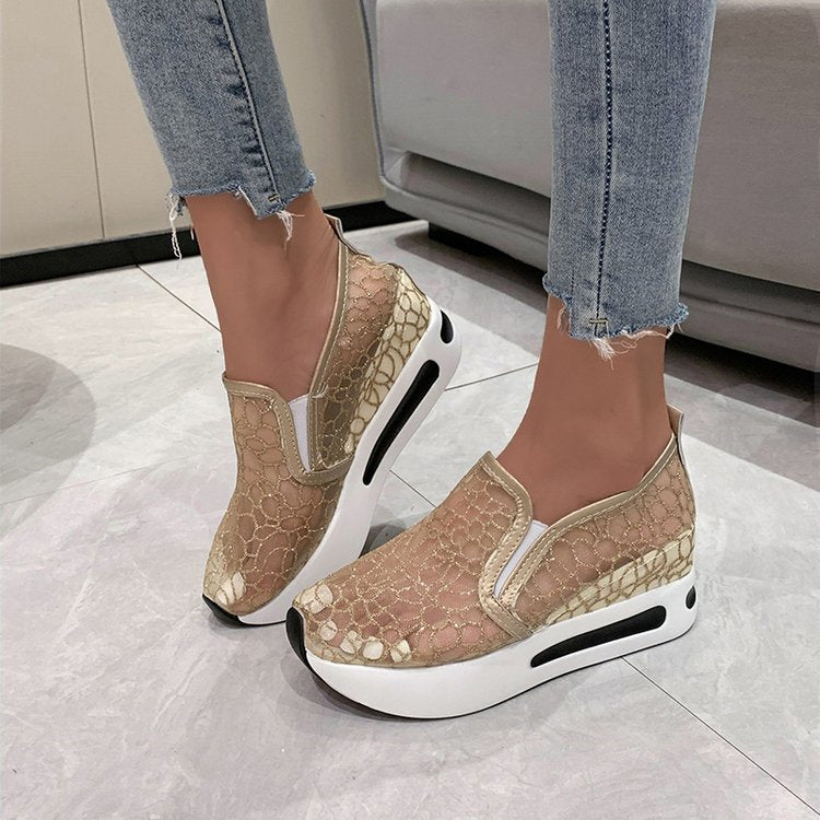 Damen Komfort-Sneaker mit funkelndem Netzdesign und anatomischem Fußbett R&B