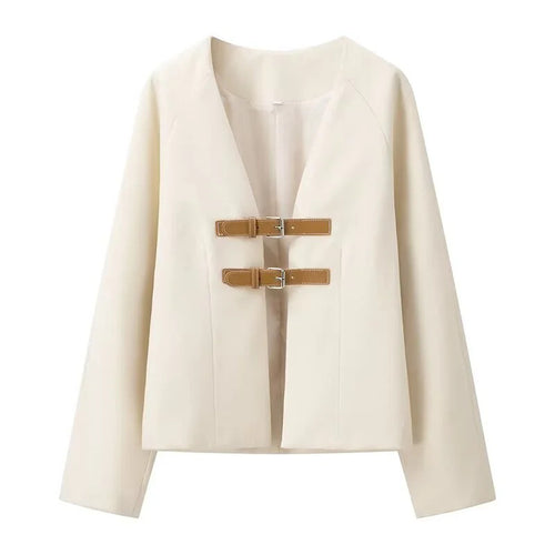 Damen elegante Kurzjacke mit praktischen Schnallenverschlüssen R&B