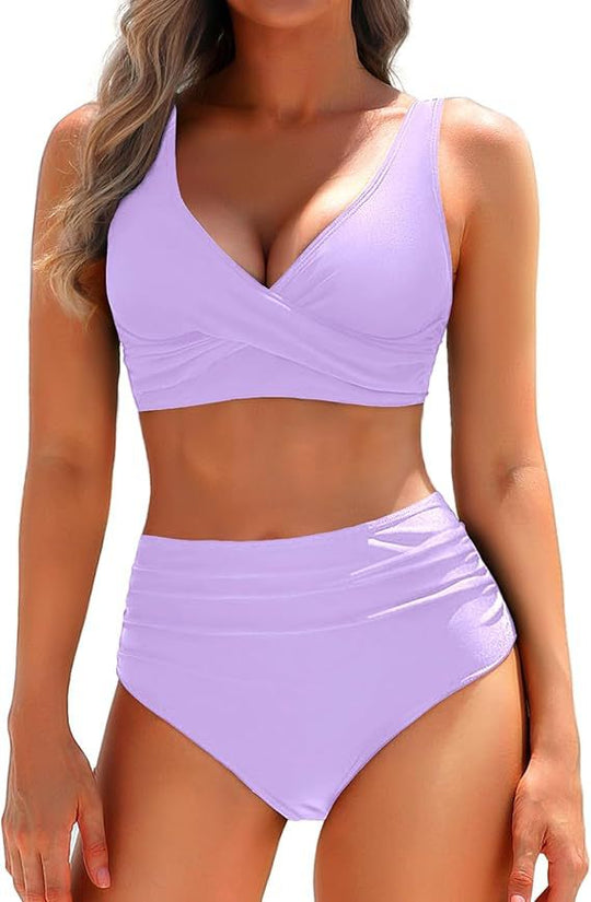 Damen Hochtailliertes Bikini-Set mit Wickeloberteil R&B 1782205596