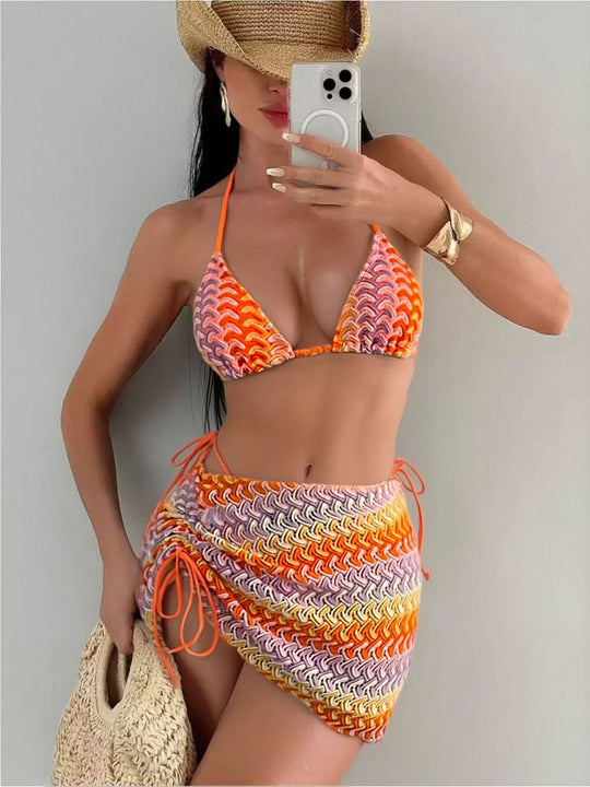 Damen Crocheted Bikini mit Wickelrock R&B