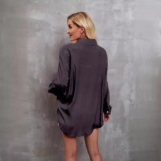 Damen leichtes Überblusenshirt aus atmungsaktivem Stoff mit Taschen R&B