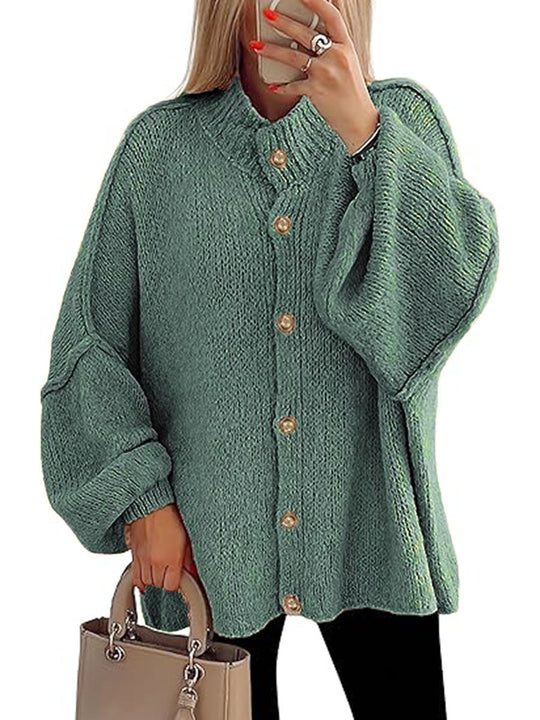 Damen oversized Strickjacke mit Knopfverschluss R&B