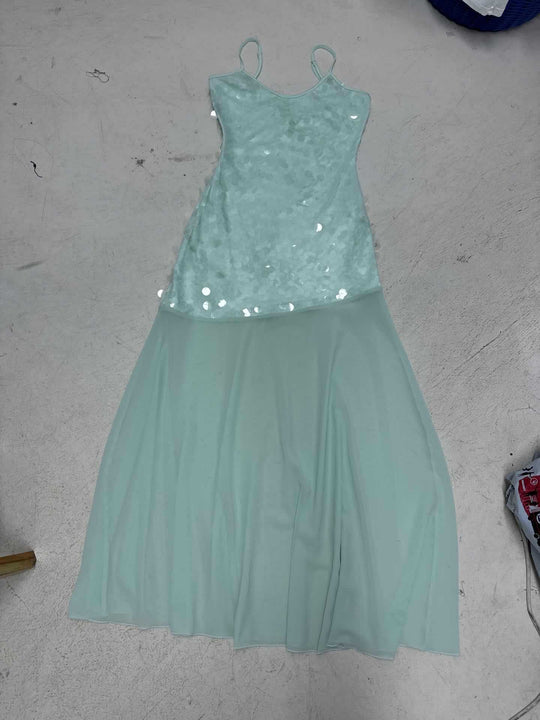 Damen Maxikleid mit glitzernden Pailletten und fließendem Rock R&B