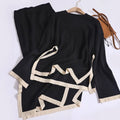 Damen modisches Strick-Loungewear-Set mit dekorativem Kontrastsaum R&B