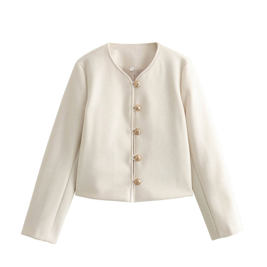 Damen elegante Kurzjacke mit strukturierten Knopfdetails R&B