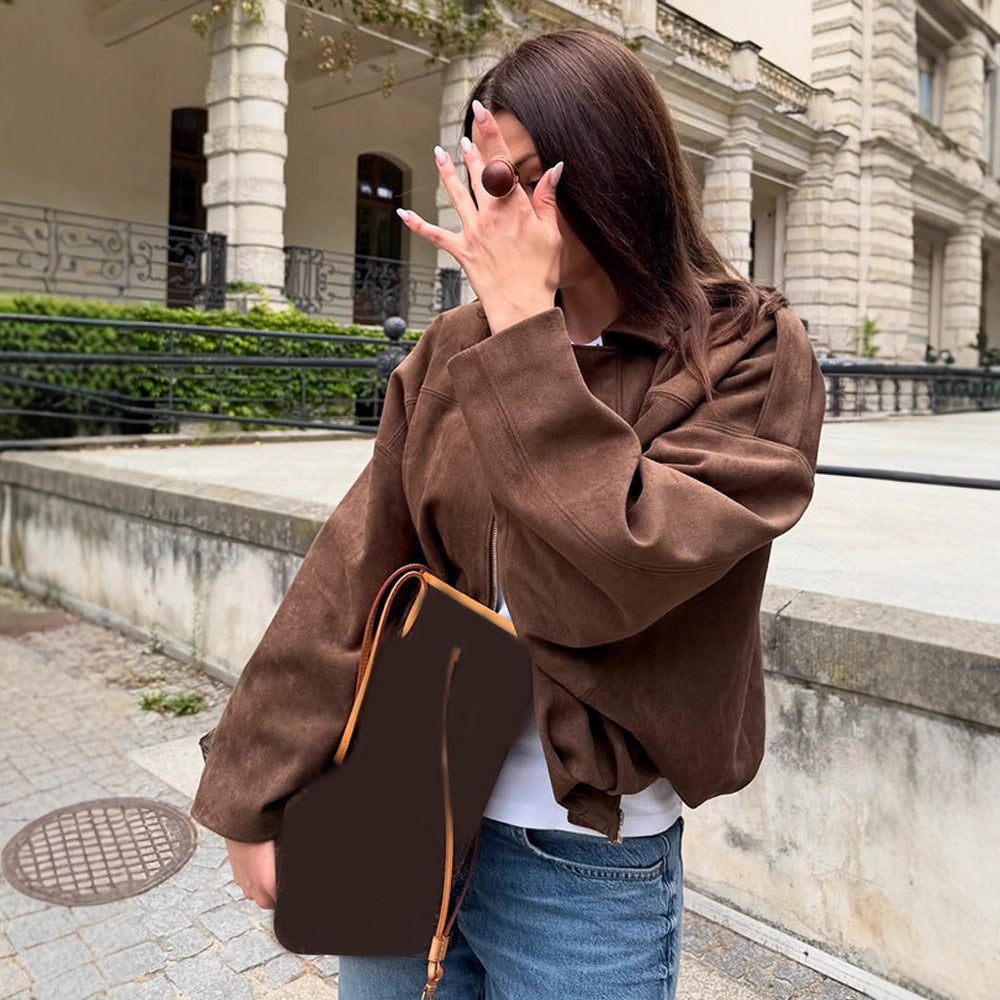 Damen Oversized Wildlederjacke R&B