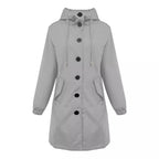 Damen nan leichter Regenparka mit Kapuze, überlanger Knopfleiste, Tunnelzug und aufgesetzten Taschen R&B