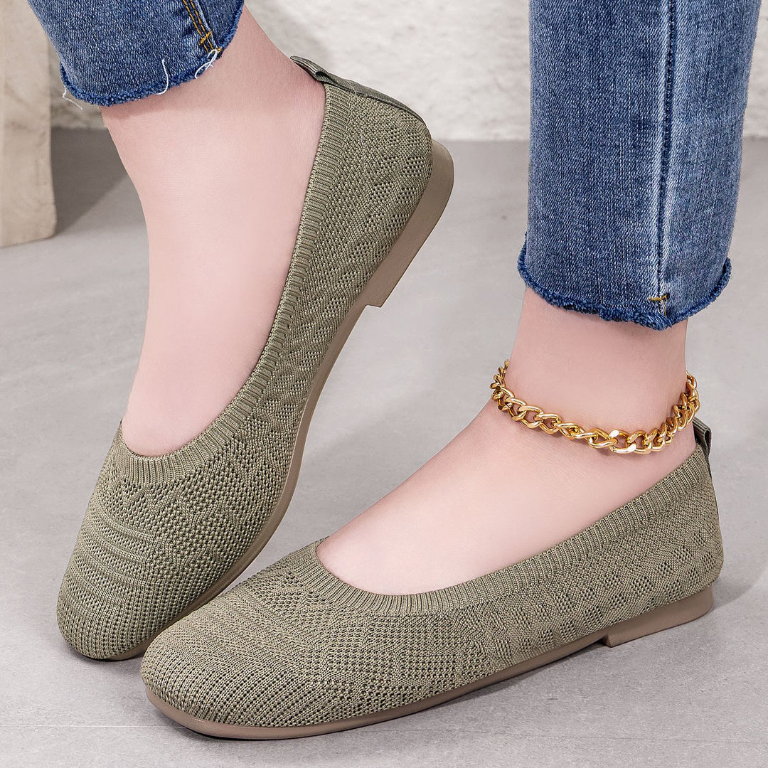 Damen Strick-Ballerinas mit elastischem Einstieg R&B