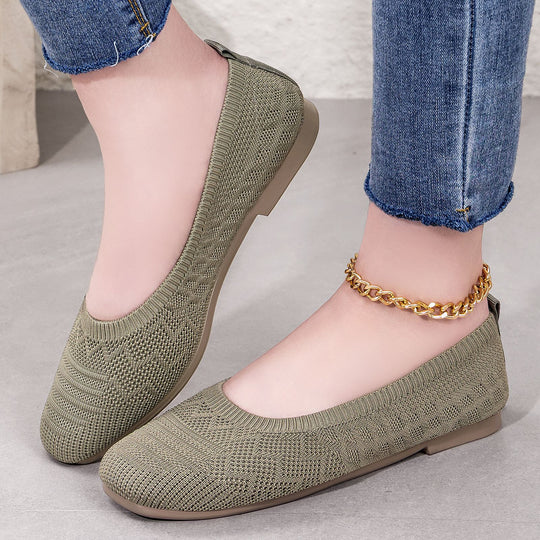 Damen Strick-Ballerinas mit elastischem Einstieg R&B