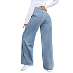 Damen Elegante High-Waist Jeans im weiten Schnitt mit glitzerndem Detail R&B