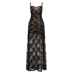 Damen Spitzen-Midi-Kleid mit transparentem Futter und raffinierten Trägern R&B