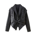 Damen Bikerjacke mit raffinierten Schnürdetails und tailliertem Schnitt R&B