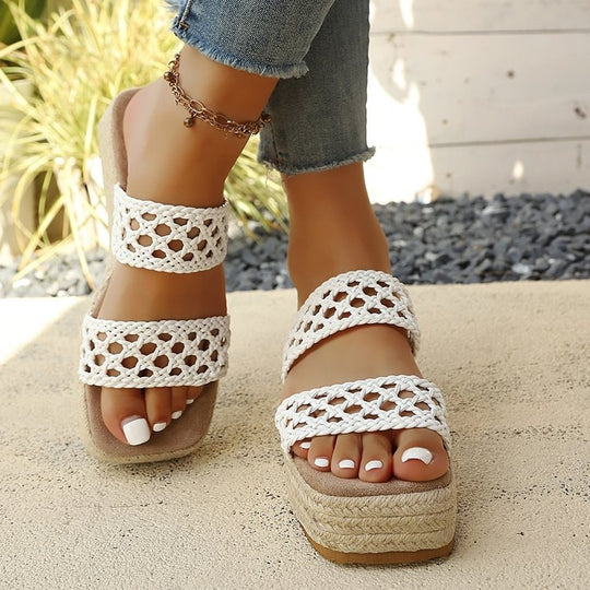 Damen Komfortable und geflochtene Wedge-Sandalen R&B