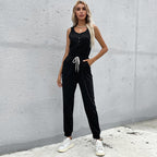 Damen Jumpsuit mit elastischem Taillenbund und praktischen Taschen R&B