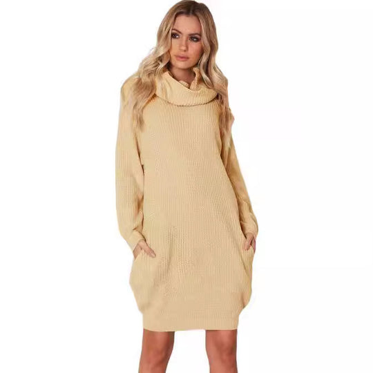 Damen Strickkleid mit weitem Kragen R&B