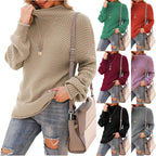 Damen Pullover mit hohem Kragen und strukturiertem Strickmuster R&B