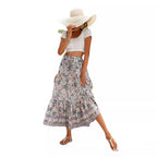 Damen Sommer-Rock mit floralen Mustern und voluminösem Saum R&B