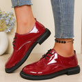 Damen glänzende Schnürschuhe mit modischem Design und robuster Sohle R&B