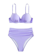 Damen Hochgeschnittener Bikini mit gepolstertem Oberteil und verstellbaren Trägern R&B