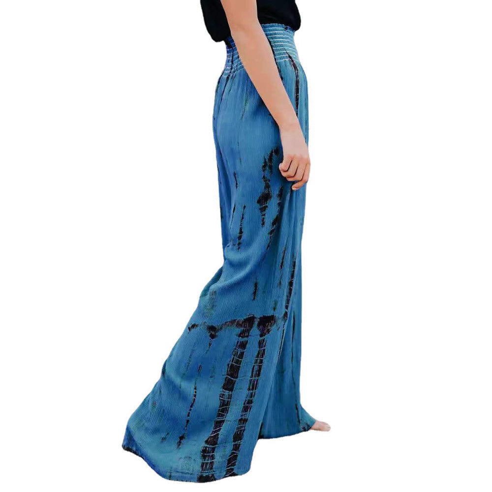 Damen weite Pluderhosen mit elastischem Bund und modernem Streifenmuster