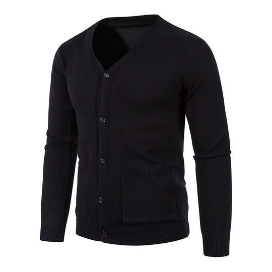 Herren Strickjacke mit V-Ausschnitt und praktischen Taschen R&B