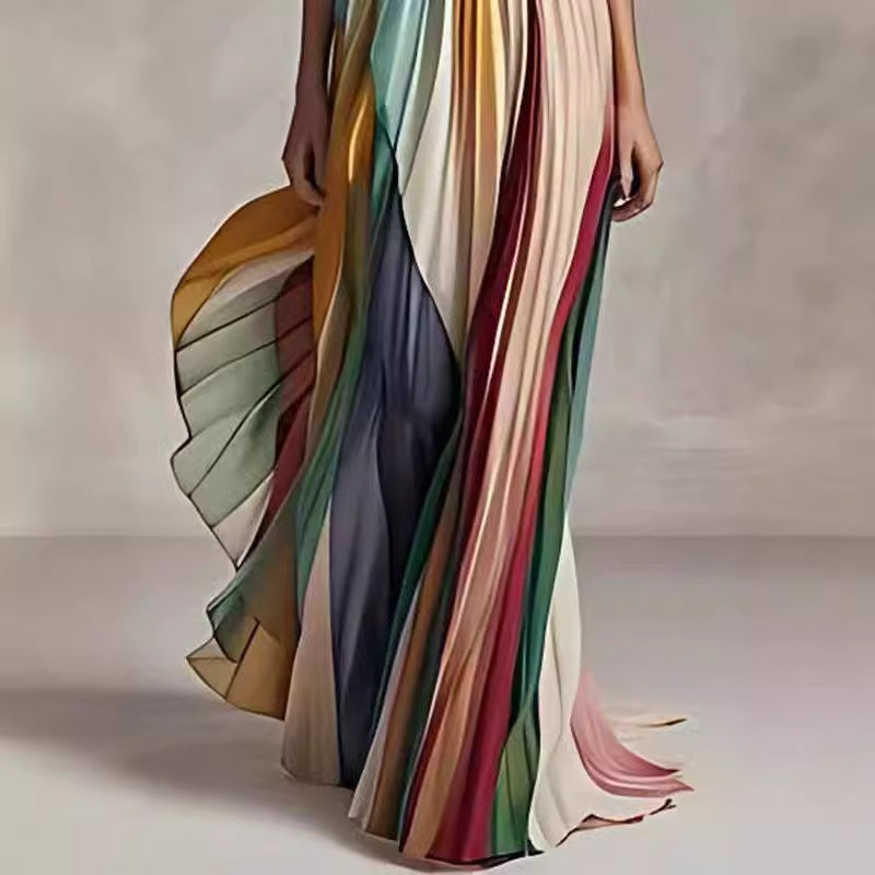 Damen Maxikleid mit Schwingenden Falten und Elegantem Bandeau-Ausschnitt R&B