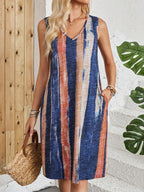 Damen Ärmeloses Strandkleid mit modischem V-Ausschnitt und praktischen Taschen R&B