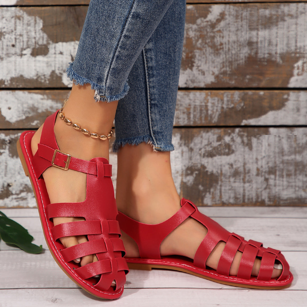 Damen komfortable Riemchen-Sandalen mit verstellbarem Fußbett und eleganter Schnallenverzierung R&B