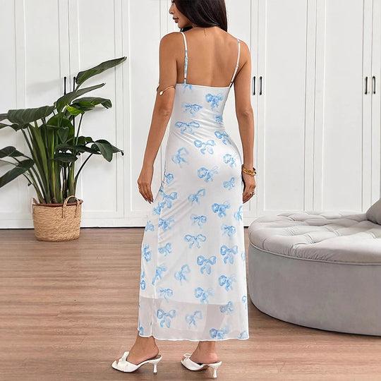 Damen Elegantes Sommerkleid im minimalistischen Stil mit feinen Spaghetti-Trägern R&B