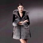 Damen Eleganter und warmer Kunstpelzparka mit Kapuze