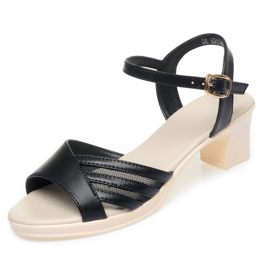 Damen elegante Sandaletten mit verstellbarem Fesselriemen und komfortablem Blockabsatz R&B