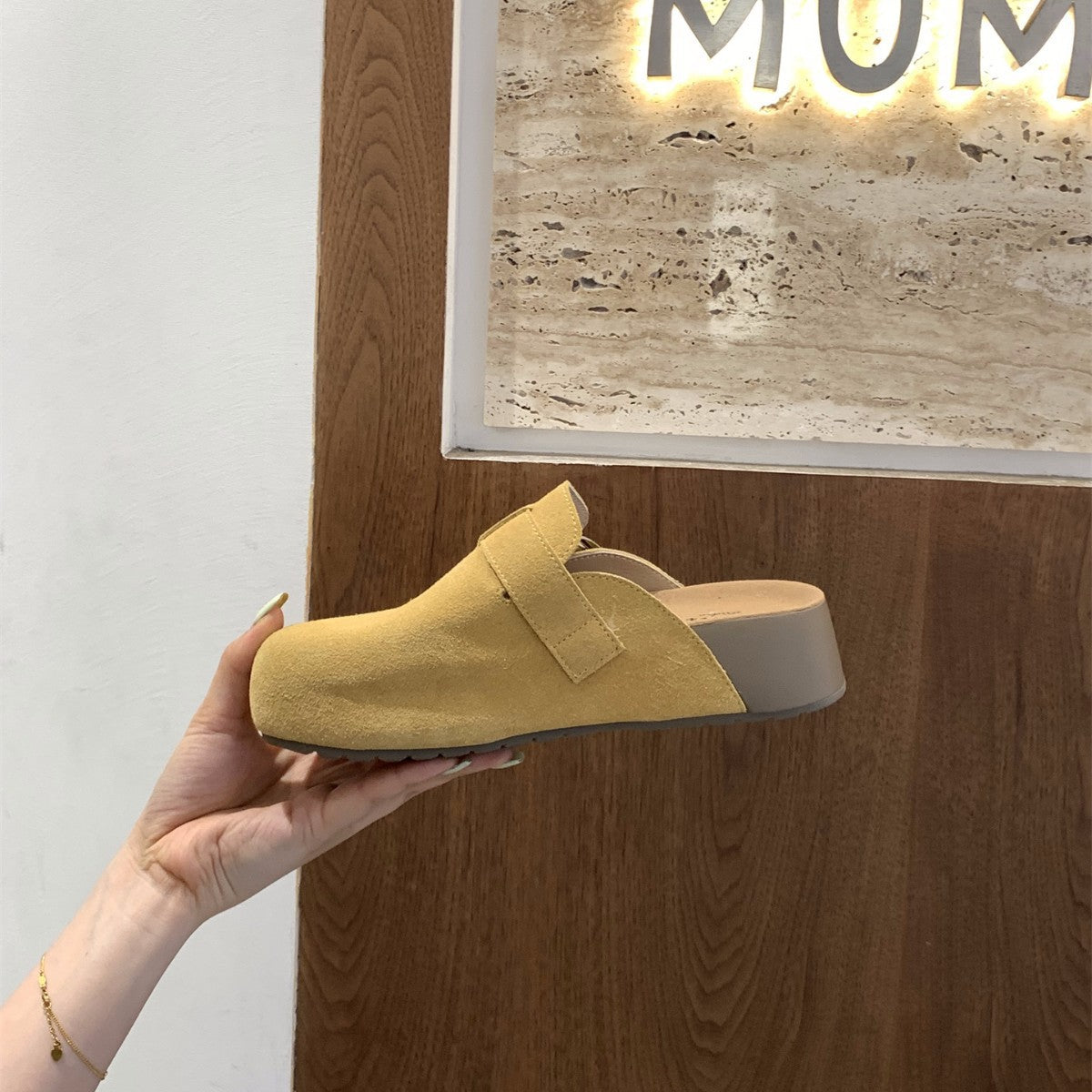 Damen bequeme Clogs mit dekorativem Schnallenverschluss und hochwertigem Veloursleder R&B