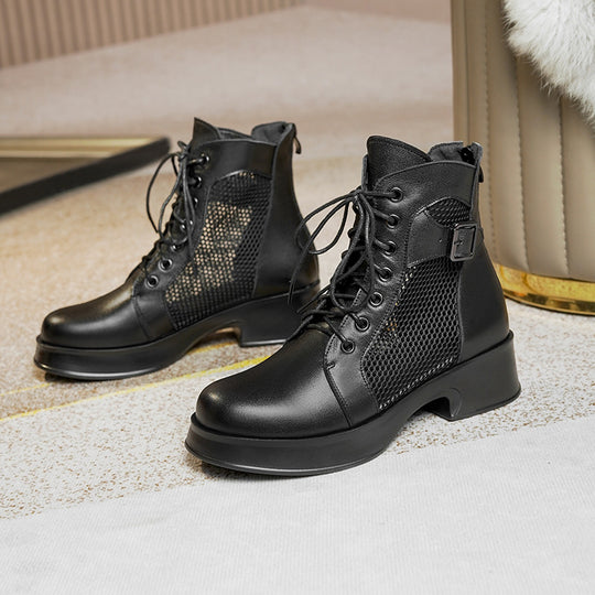Damen Schnürstiefeletten mit Luftzirkulation und robustem Absatz R&B